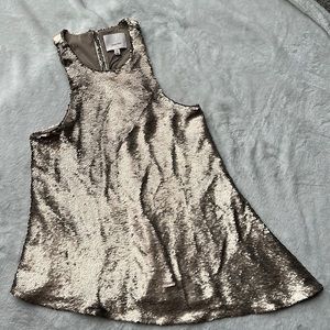 Cinq a sept Bronze sequin asymmetrical tank size xs